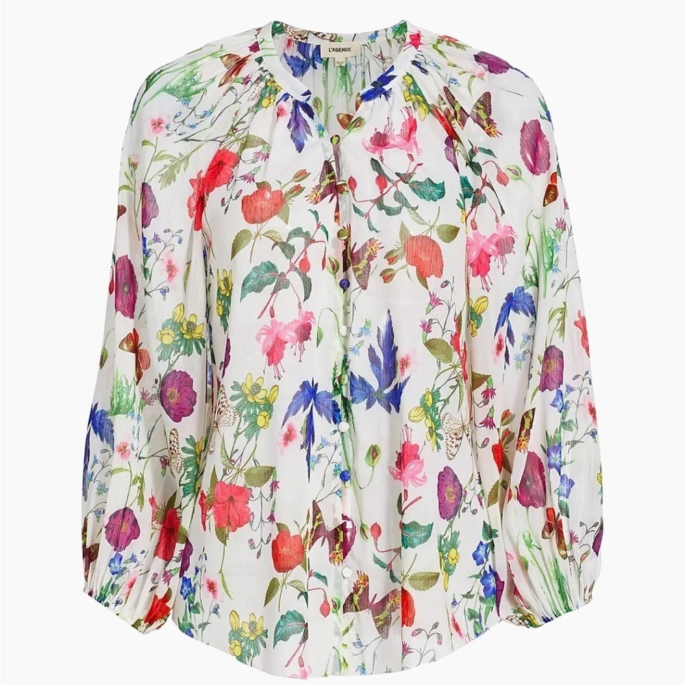 L'AGENCE Teagan Botanical Print Blouse (113)